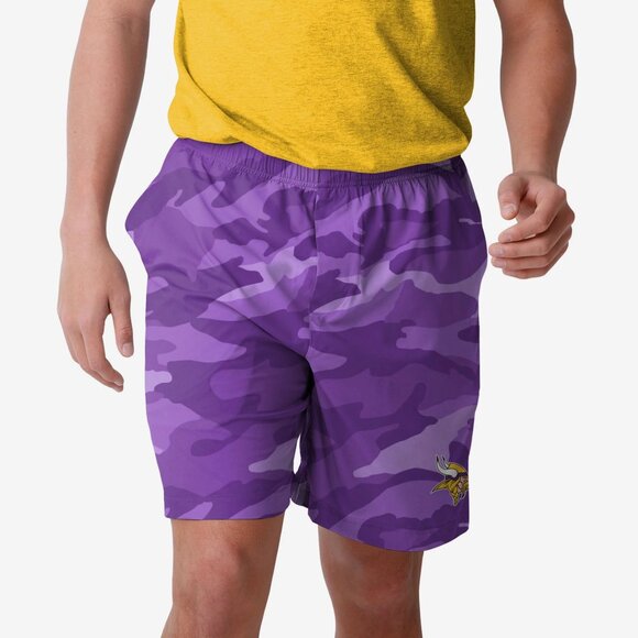 NWT FOCO NFL Minnesota Vikings Tonal Camouflage Shorts Pocket Drawstring Purple - Picture 3 of 13